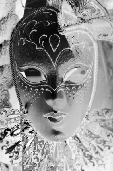 Venetian Mask Close View Carnival Outfit — Stock Photo, Image