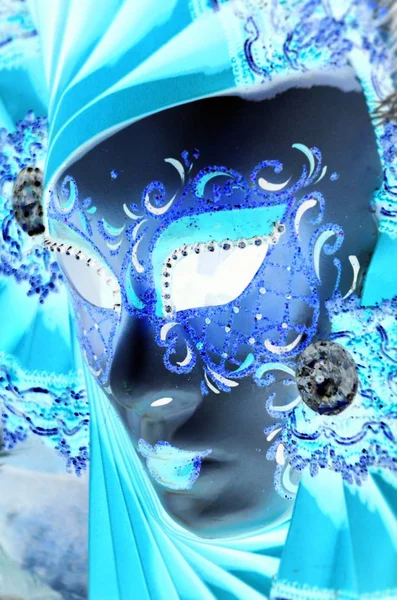 Máscara Veneziana Vista Perto Roupa Carnaval — Fotografia de Stock