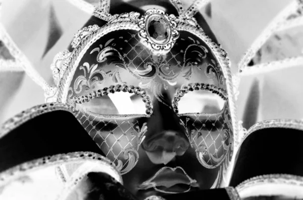 Venetian Mask Close View Carnival Outfit — Stock Photo, Image