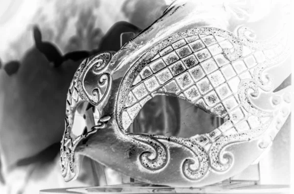 Máscara Veneziana Vista Perto Roupa Carnaval — Fotografia de Stock