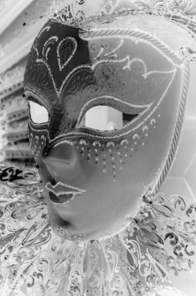 Máscara Veneziana Vista Perto Roupa Carnaval — Fotografia de Stock