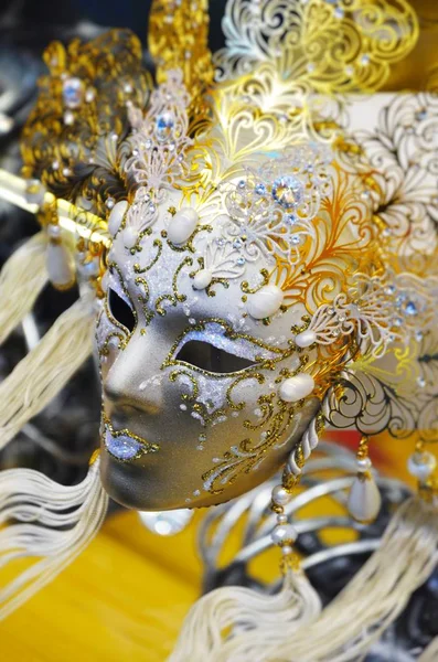 Venetian Mask Close View Carnival Outfit — Stock Photo, Image