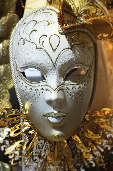 Benátská Maska Zblízka Pohled Karneval Oblečení — Stock fotografie