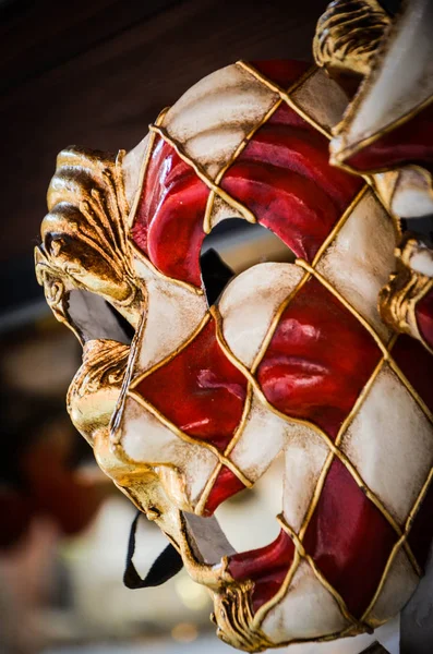 Máscara Veneziana Vista Perto Roupa Carnaval — Fotografia de Stock