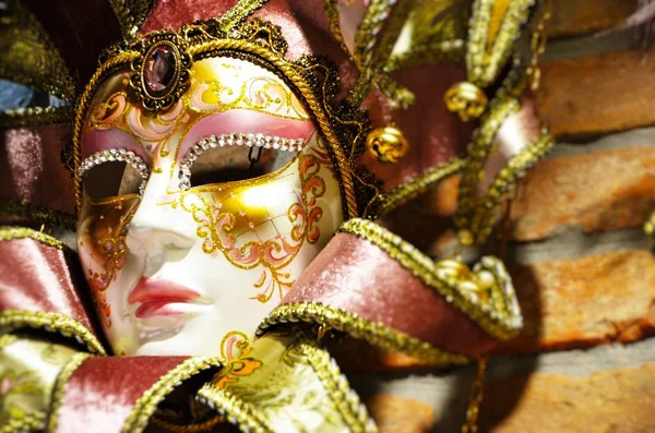 Venetian Mask Close View Carnival Outfit Stock Image