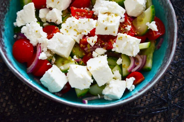 Savoureuse Salade Grecque Aux Légumes Frais Fromage Feta — Photo