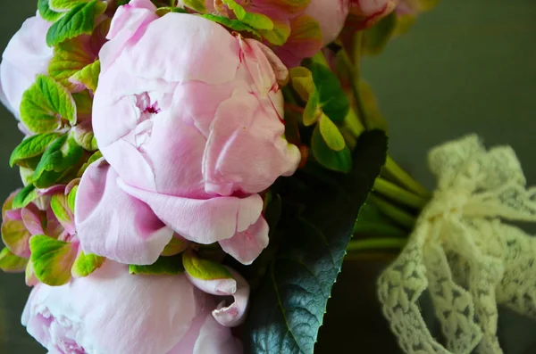 Magnifique Pivoine Pastel Bouquet Hortense Vert — Photo