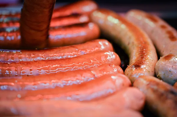 Czech Specialities Tasty Sausages Christmas Market — Stock Photo, Image