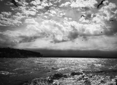 Sloven deniz kenarının panoramik görüntüsü