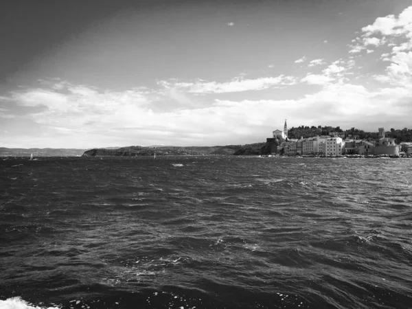 Pemandangan Panorama Dari Tepi Laut Slovenian — Stok Foto