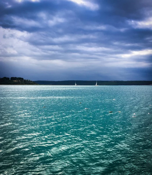 Pemandangan Panorama Dari Tepi Laut Slovenian — Stok Foto