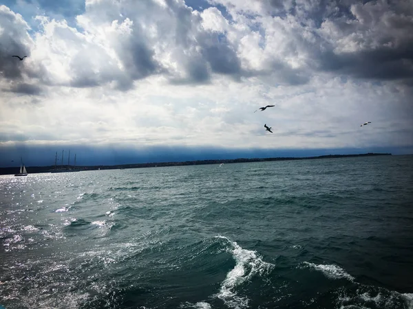 Pemandangan Panorama Dari Tepi Laut Slovenian — Stok Foto