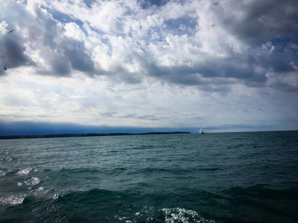 Pemandangan Panorama Dari Tepi Laut Slovenian — Stok Foto