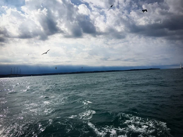 Pemandangan Panorama Dari Tepi Laut Slovenian — Stok Foto