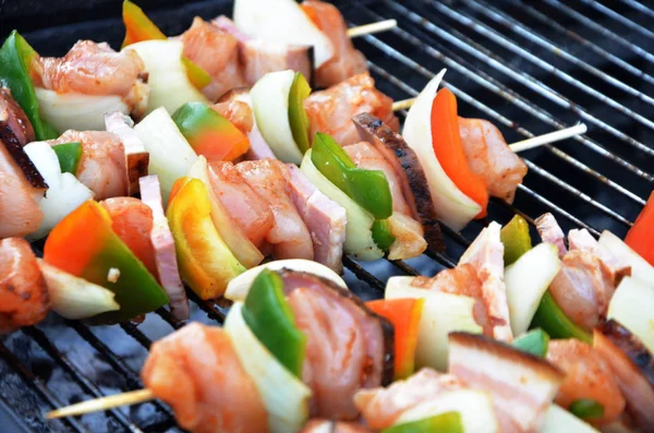 Tasty Mix Skewers Chicken Vegetables — Stock Photo, Image