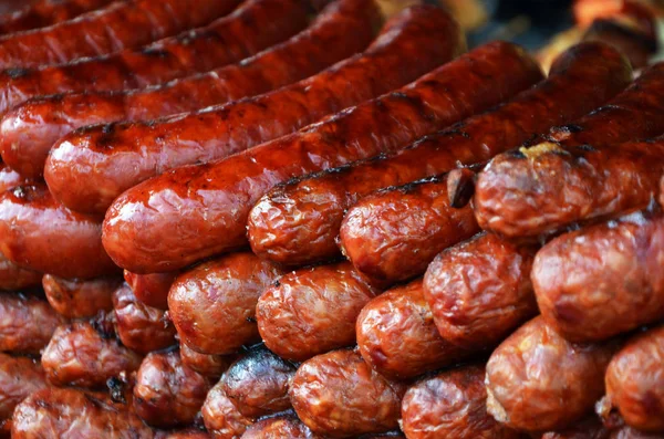 Deliciosas Salchichas Tradicionales Checas Cerca — Foto de Stock