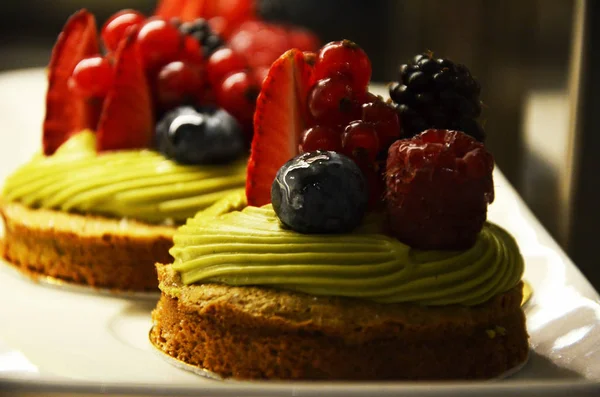 Deliciosas Frutas Frescas Tarta Pistacho —  Fotos de Stock