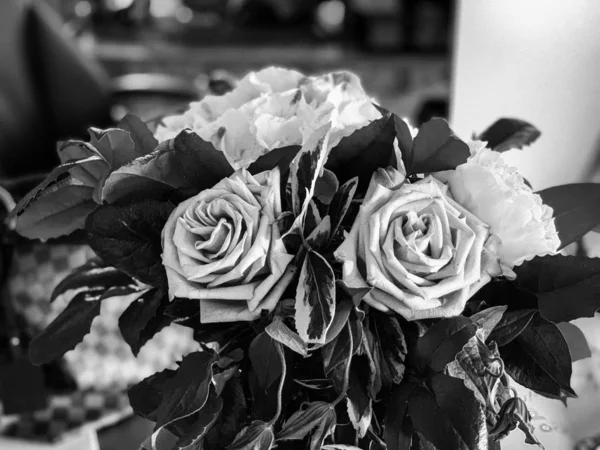 Bouquet Roses Pivoines Naturelles — Photo
