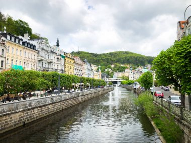 Czech şehri Karlovy Vary 'nin yakın görüntüsü
