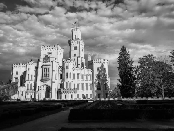 Κοντινή Προβολή Πάει Κάστρο Της Τσεχίας Hluboka — Φωτογραφία Αρχείου