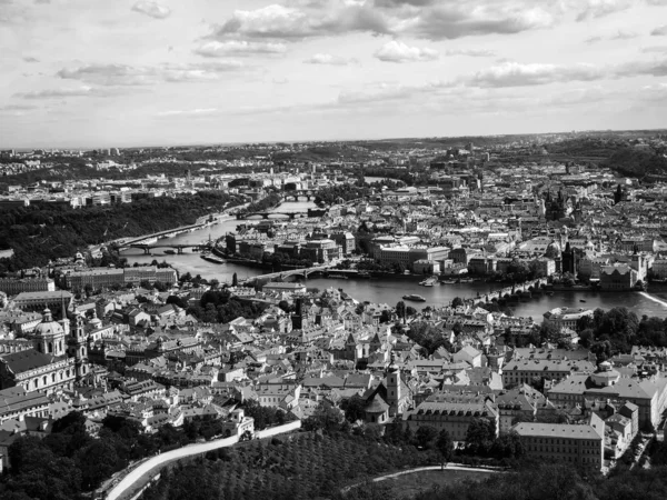 Panorámás Kilátás Nyílik Prágai Városra — Stock Fotó