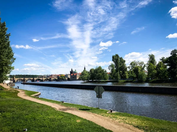 Panorámás Kilátás Nyílik Prágai Városra — Stock Fotó