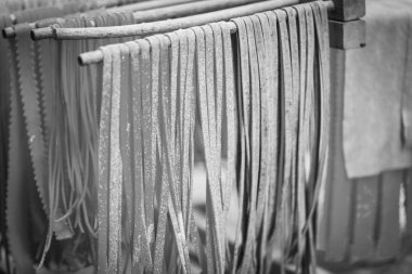 Lezzetli İtalyan makarnası. Yakın çekim.