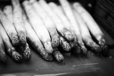 Taze kuşkonmaz. Yakın görünüm.