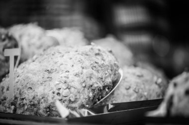 Lezzetli Fransız pastanesi kahvaltı yemekleri.