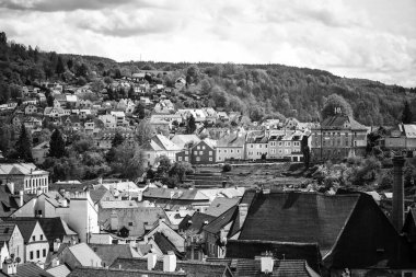 Czech şehrinin yakın görüntüsü Cesky Krumlov