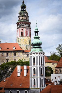 Czech şehrinin yakın görüntüsü Cesky Krumlov