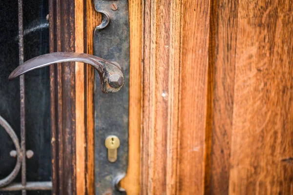 Vue Rapprochée Des Portes Historiques Dans Les Rues Prague — Photo