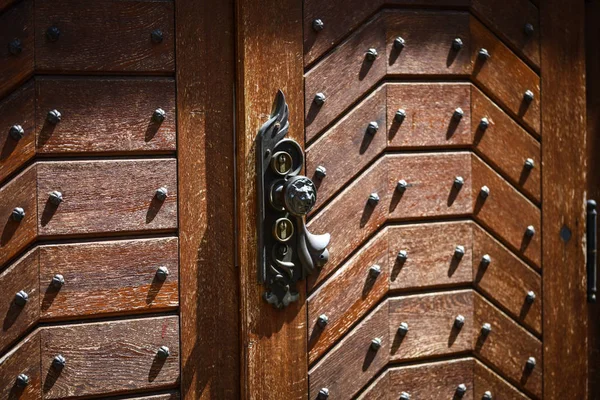 Vue Rapprochée Des Portes Historiques Dans Les Rues Prague — Photo