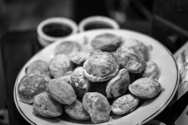 Delicias Checas Tradicionales Mini Rosquillas Con Mermelada Mezcla —  Fotos de Stock