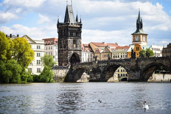 Zavřít Pohled Řeku Vltavu — Stock fotografie