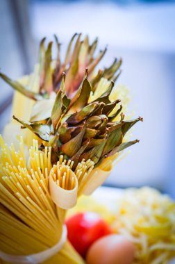 Taze İtalyan makarnası. Yakın çekim.