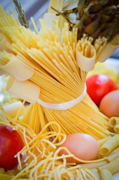 Pâtes Italiennes Fraîches Vue Rapprochée — Photo