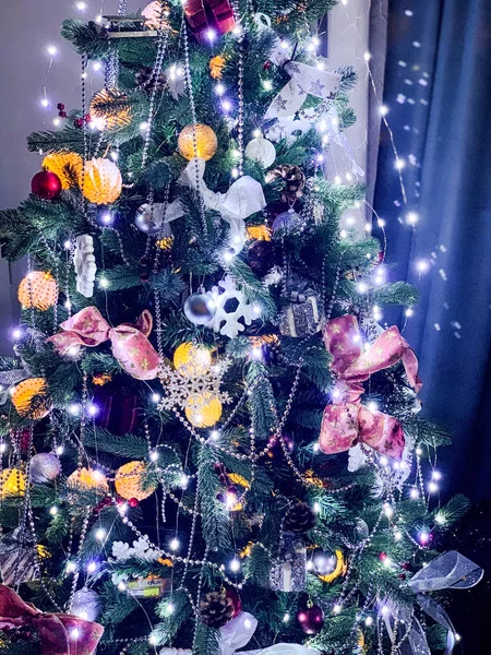 Hermoso Árbol Navidad Vista Cerca — Foto de Stock