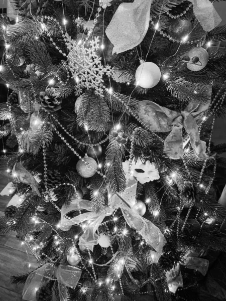Krásný Vánoční Strom Zblízka Pohled — Stock fotografie
