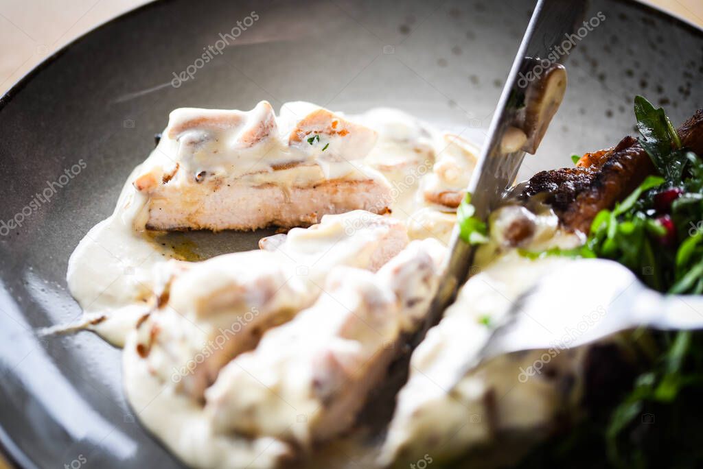 tasty pork cutlet & mushrooms sauce