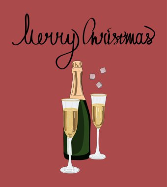 Şampanya kadehleri kartpostal 2color