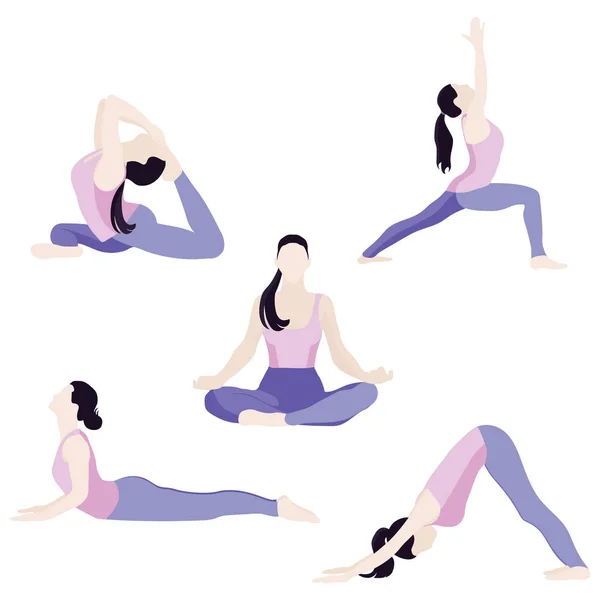 Set de yoga4 — Vector de stock