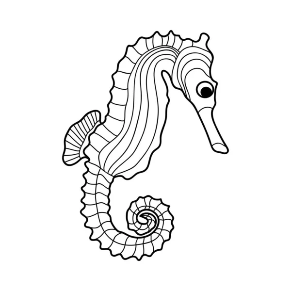 Coloriage cheval de mer — Image vectorielle