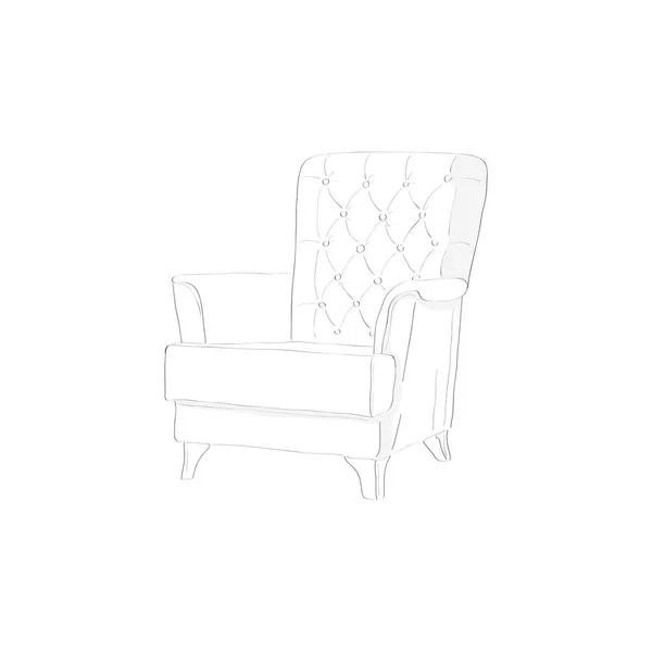 Sketch armchair white — Stock Vector