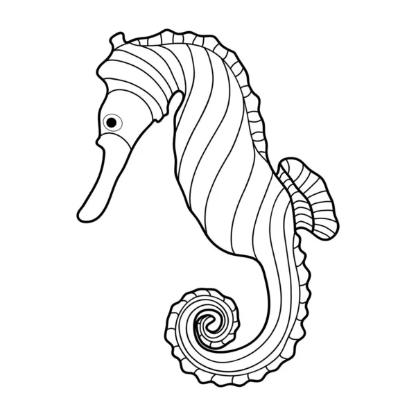 Cheval de mer simple pour la coloration — Image vectorielle
