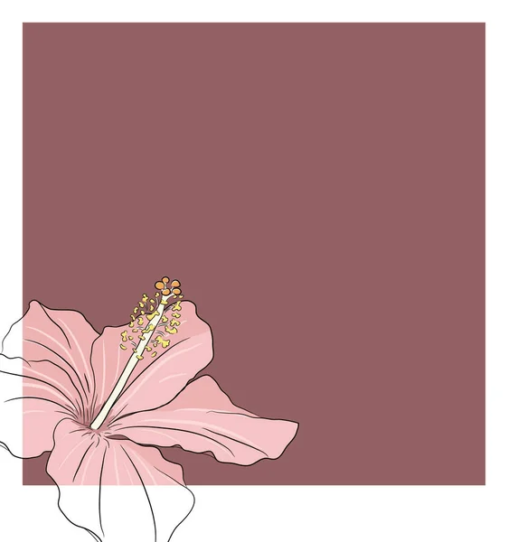 Цветок Гибискуса Тропический Цветок Карточный Шаблон Украшения Приглашения Свадебная Открытка — стоковый вектор