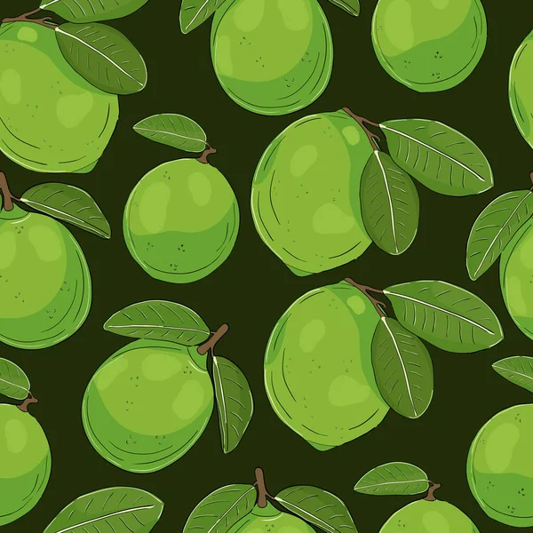Бесшовный Рисунок Цитрусовыми Лайм Зеленом Экзотическая Ручная Иллюстрация Яркие Обои — стоковый вектор