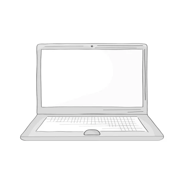Ilustracja Wektora Ręcznie Rysowany Laptop Izolowany Białym — Wektor stockowy