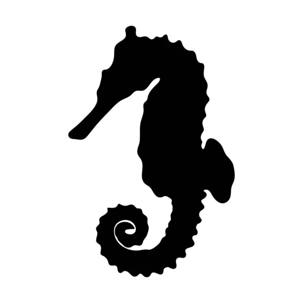 Vektor Illusztráció Seahorse Sziluett Elszigetelve Nyomtatás Meghívó Kártya Banner Határ — Stock Vector