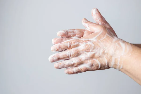 Handtvätt Med Tvål För Att Skydda Mot Spridning Coronavirus — Stockfoto